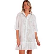 Pareo Admas Strandtuniek met halve mouwen en knoopsluiting Texture Flo...