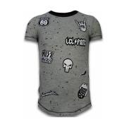 T-shirt Korte Mouw Local Fanatic Longfit Asymric Embroidery Patches