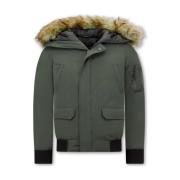Parka Jas Enos Korte Winterjas Faux Bontkraag