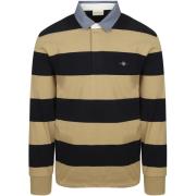 Sweater Gant Heavy Rugger Shield Longsleeve Polo Streep Navy Beige