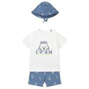Setjes Mayoral 1655 Conjunto 3 piezas con gorro estampado bebé Azul