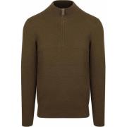 Trui Profuomo Half Zip Pullover Structure Donkergroen