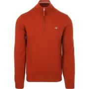 Sweater Gant Halfzip Wol Trui Logo Rust