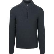 Sweater Suitable Half Zip Trui Patch Navy