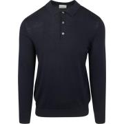 Polo Shirt Lange Mouw Profuomo Longsleeve Poloshirt Merinowol Navy