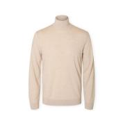 Trui Selected Noos Tray Roll Neck Knit - Oatmeal