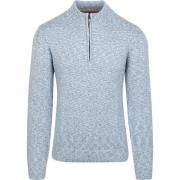 Sweater New Zealand Auckland NZA Trui Half Zip Thames Milton Slub Blau...