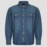 Overhemd Lange Mouw Dickies MECHANIC DENIM SHIRT LS KHAKI TINTED BLUE