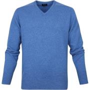 Sweater William Lockie V-Hals Lamswol Lichtblauw