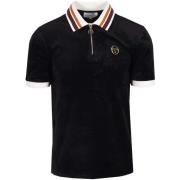 Polo Shirt Korte Mouw Sergio Tacchini Mahony Velour Zip Polo Shirt Bla...