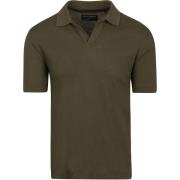 T-shirt Marc O'Polo Poloshirt Riva Linen Blend Olijfgroen