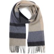 Sjaal Profuomo Sjaal Wol Colourblock Blauw Grijs Beige