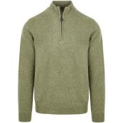 Sweater Suitable Half Zip Trui Lamswol Lichtgroen