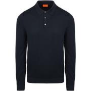 Polo Shirt Lange Mouw Suitable Longsleeve Poloshirt Flat Knit Navy