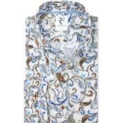 Overhemd Lange Mouw R2 Amsterdam R2 Linnenblend Overhemd Paisley Wit