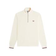 Sweater Fred Perry Waffle Stitch Half Zip Jumper Sweat Ecru