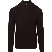 Sweater Profuomo Half Zip Pullover Structure Bruin