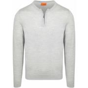 Trui Suitable Crew Zip Merino Grijs