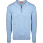 Trui Suitable Crew Zip Merino Lichtblauw