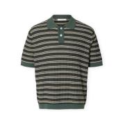 Polo Shirt Korte Mouw Selected Dane Knit - Balsam Green/Stripes