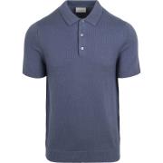 T-shirt Suitable Heavy Knitted Polo Raw Denim Blauw