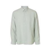 Overhemd Lange Mouw Selected Noos Regkylian-Linen Shirt - Aqua Gray/Wh...
