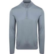 Trui Profuomo Half Zip Pullover Merinowol Blauw