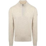 Trui State Of Art Half Zip Trui Wool Blend Melange Greige