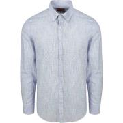 Overhemd Lange Mouw Suitable Overhemd Cotton Slub Streep Blauw