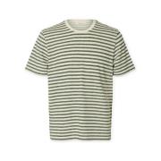 T-shirt Korte Mouw Selected T-Shirt Kevin Stripe - Egret/Sky Captain