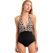 Badpak Admas Eendelig halterzwempak Waves White And Black
