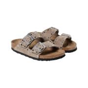 Slippers BIRKENSTOCK Sandales Arizona Rivet en cuir nubuck taupe