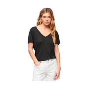 T-shirt Korte Mouw Superdry T-shirt Studios Slub brodé col V femme