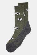 Alfredo Gonzales Cows Merino Wool Wandelsok Donkergroen/Lichtgrijs