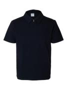 Selected Homme Polo Sander Seersucker Zip Blauw heren