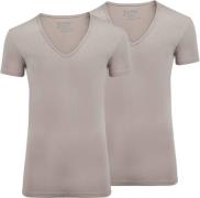 Slater STRETCH 2-pack T-shirt deep V-neck Groen heren