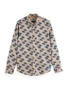 Scotch & Soda Overhemd All-over Print Slimfit Beige heren
