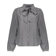 Geisha Blouse Stripes with Bow Grijs dames