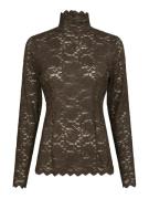 Neo Noir Top Liza Lace Flower Bruin dames