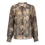 Geisha Blouse Print Grijs dames
