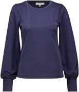 Zusss Top met Lange Mouw en Col Shimmer Blauw dames