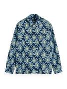 Scotch & Soda Overhemd Seersucker Print Blauw heren