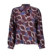 Geisha Blouse Print Bordeaux Rood dames