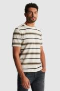 Cast Iron T-shirt regular fit stripe waffle Crème heren