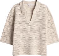 Opus Sweater Garakino met een fijne gehaakte look Beige dames