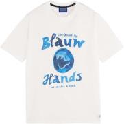Scotch & Soda T-shirt Denim Artwork Wit heren