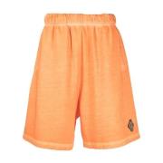 Oranje Katoenen Logo Patch Shorts Marcelo Burlon , Orange , Heren