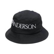 Geborduurde Bucket Hat met Logo JW Anderson , Black , Dames