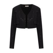 Pailletten Korte Blazer The Mannei , Black , Dames