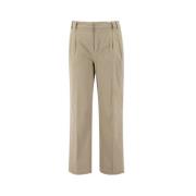 Katoenen Chino Broek met Plooien Aspesi , Beige , Dames